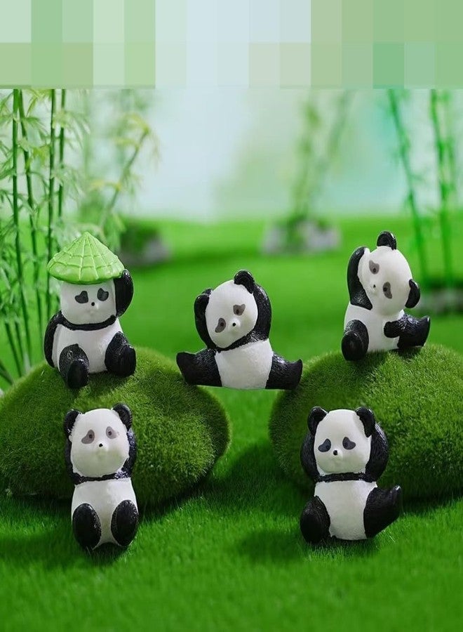 PICKARTME 6 Pieces of Cute Little Playing Panda Miniature Set for Unique Gift, Home Decor,Deepawali, Newyear,Living Room, Figurines, Decoration Items Size (4.5 x 3 cm) - Image 1